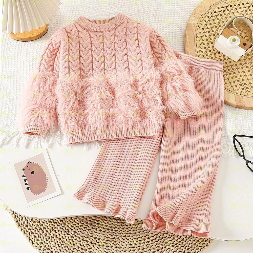 Toddler Girls Two Piece Sweater Top and Pant s