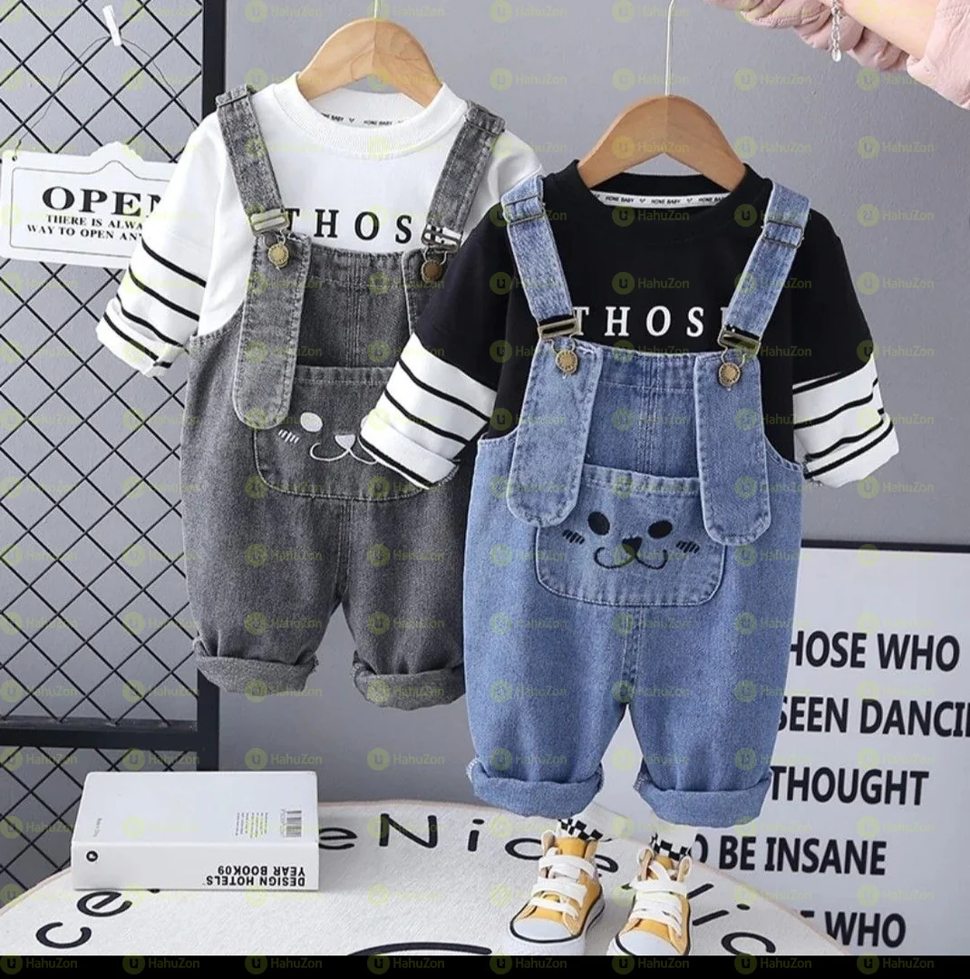 Unisex Jeans Overall with Long Sleeve Tshirt