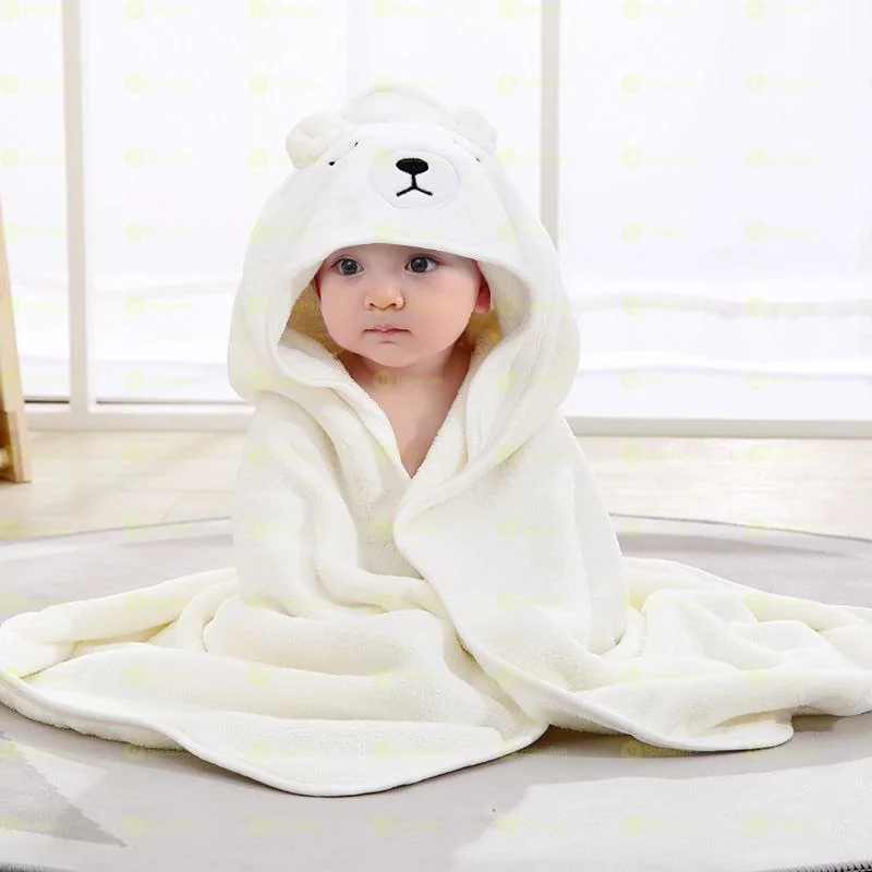 Coral Fleece Children's Cute Cartoon Cloak Bath Towel
