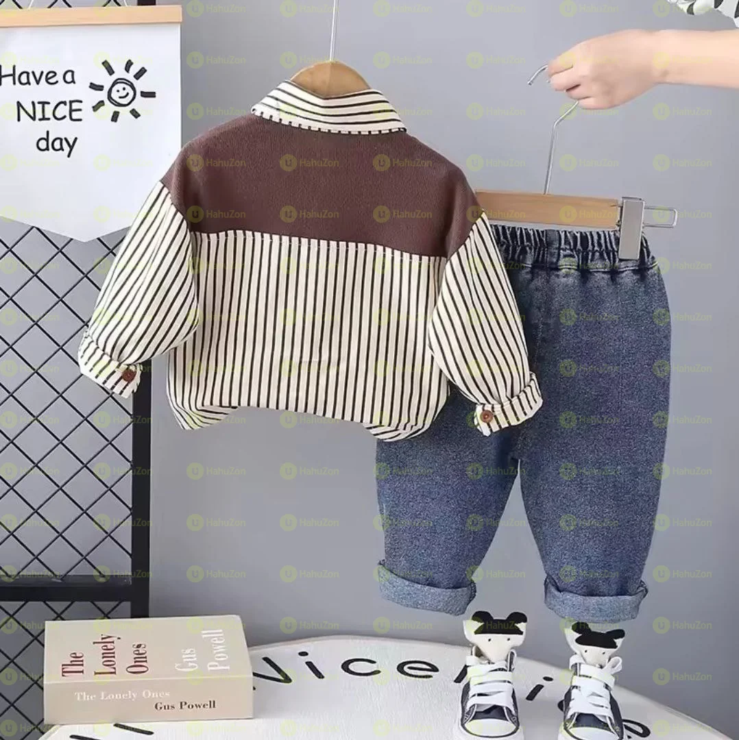 Toddler Boys Shirt with Shoulder Wrap and Pant Two piece Set
