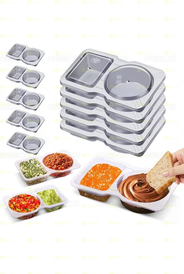 Double Compartment Condiment Container With Lids