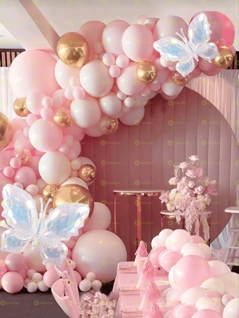 107 Pieces Ballon Butterfly Decor Ballon Chain and Ballon Glue Set