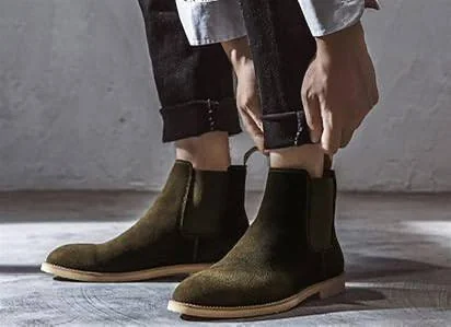 Genuine Leather Chelsea Boots Olive Granada Men’s Shoes
