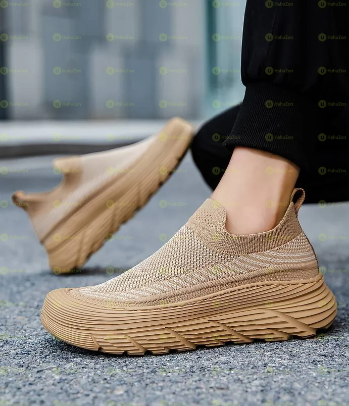Woven Solid Colour Slip-On Socks Men’s Shoes
