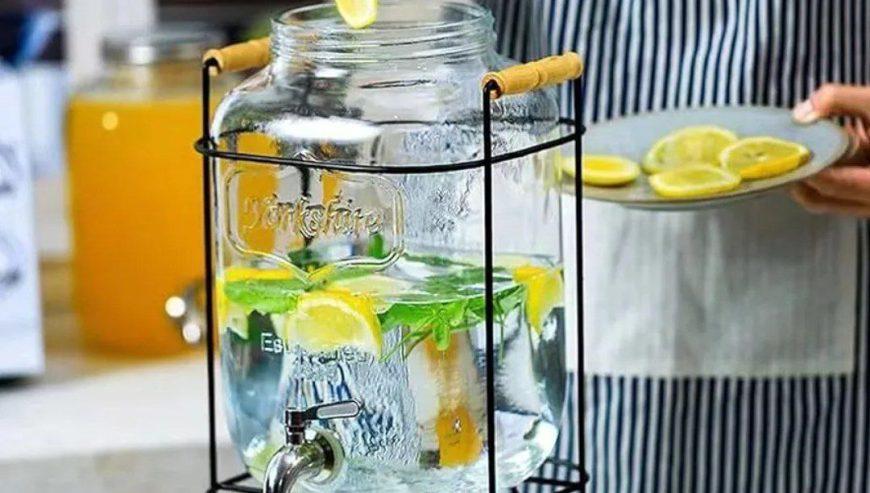 Glass Dispenser Jar With Rack