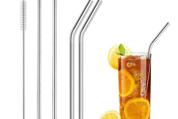 4pcs Stainless Steel Straws with 1Cleaning Brush