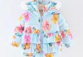 Girls Hooded Prints Windproof Jacket