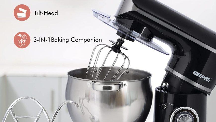 Geepas 1500W Stand Mixer With 8.5Liter Stainless Steel Mixing Bowl