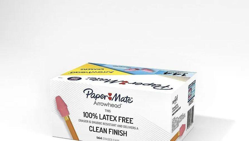 Paper Mate 73015 Arrowhead Pink Pearl Cap Erasers, 144 Count