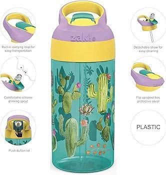 Zak Designs 16oz Riverside Desert Life Kids Water Bottle with Straw