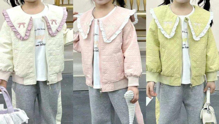 Spring Fall Girls Cardigan Coat Tshirt and Pant Set