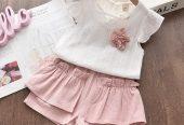 Babygirl Short Sleeve Flower Top and Short Set