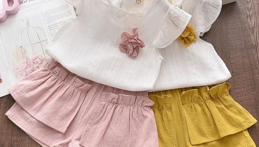 Babygirl Short Sleeve Flower Top and Short Set