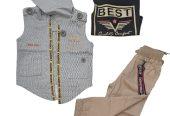 Babyboy Khaki Pant Tshirt and Hooded Vest Set