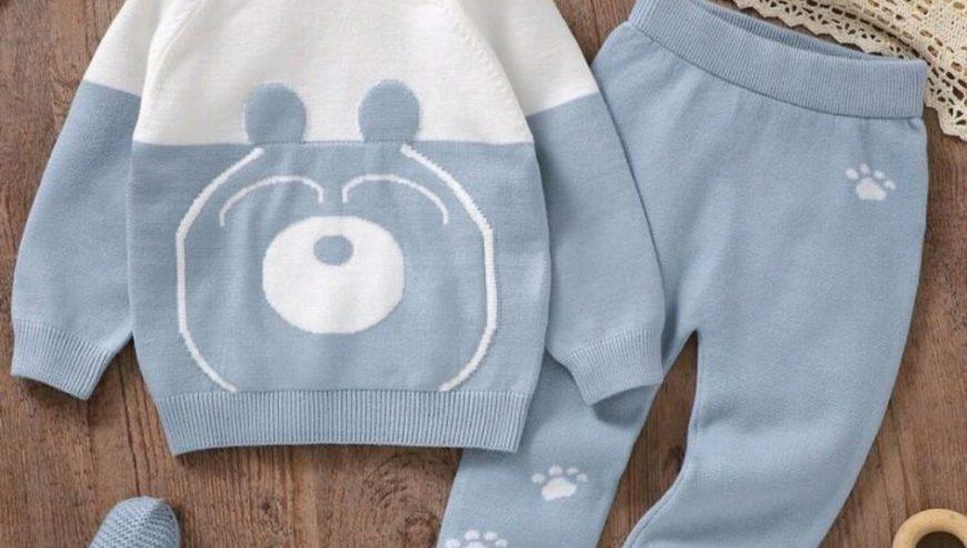 Baby Boys’ Cute Bear Design Comfortable And Warm Sweater Set