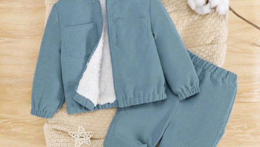 Baby Boy Teddy Lined Hooded Jacket Pants