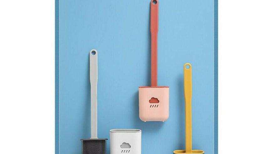 Wall-Mounted Toilet Cleaning Brush With Brush Holder