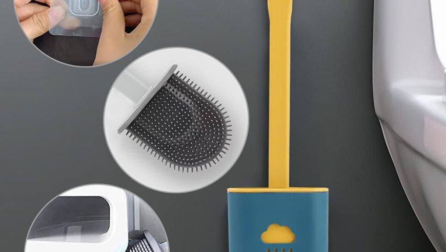 Wall-Mounted Toilet Cleaning Brush With Brush Holder