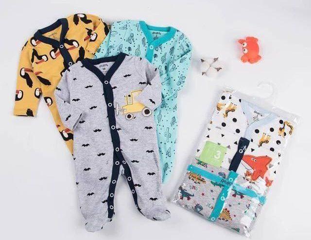 3-Piece Newborn Baby Foot Wrapped Jumpsuit