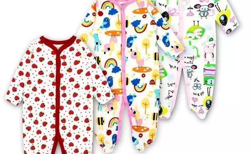 3 Pcs Newborn Baby Foot Wrapped Jumpsuit