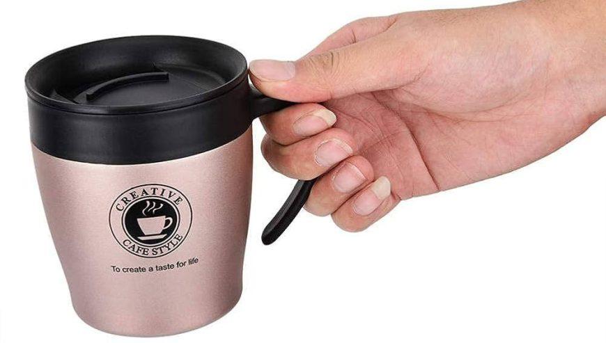 Stainless Still Coffee Mug With Spoon