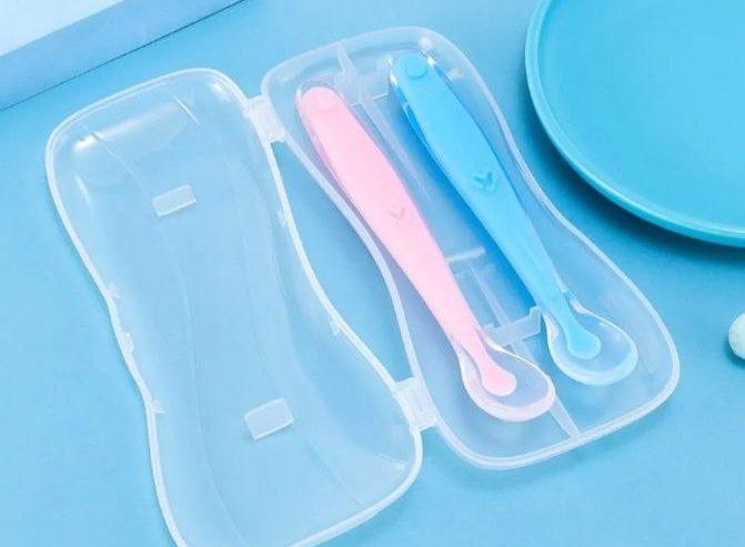 2pcs Baby Silicon Spoon Set