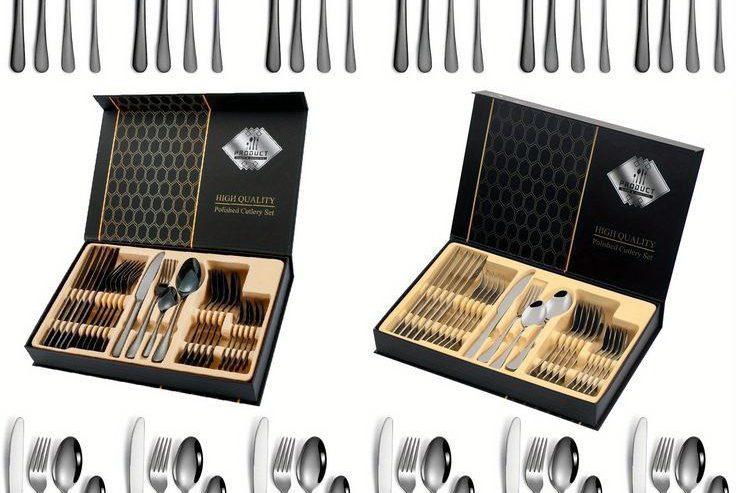 24 Pcs Stainless Steel Cutlery Set With Spoon and Knife Holde