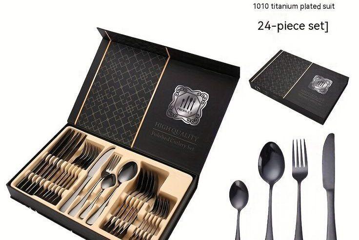 24 Pcs Stainless Steel Cutlery Set With Spoon and Knife Holde