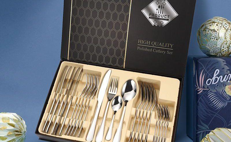 24 Pcs Stainless Steel Cutlery Set With Spoon and Knife Holde