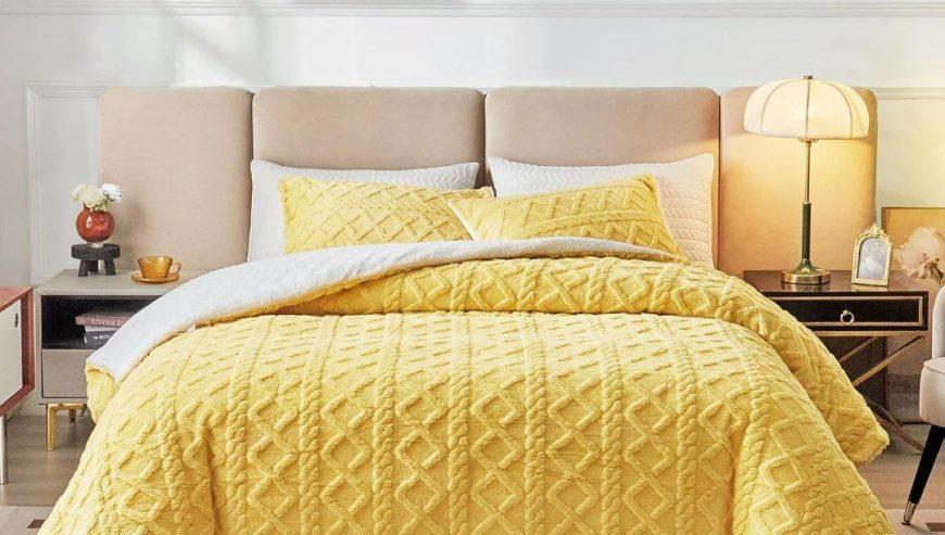 5 Piece Geometric Fluffy Fleece Comforter Set