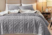 5 Piece Geometric Fluffy Fleece Comforter Set