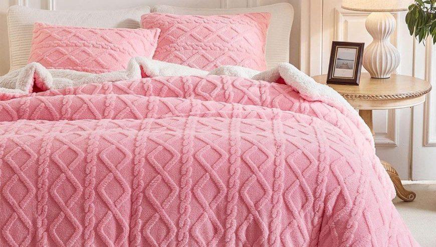 5 Piece Geometric Fluffy Fleece Comforter Set