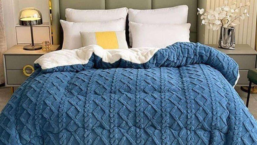 5 Piece Geometric Fluffy Fleece Comforter Set