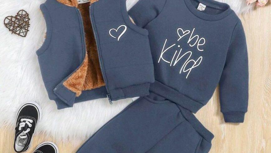 Baby Girl Heart and Letter Graphic Pullover & Sweatpants