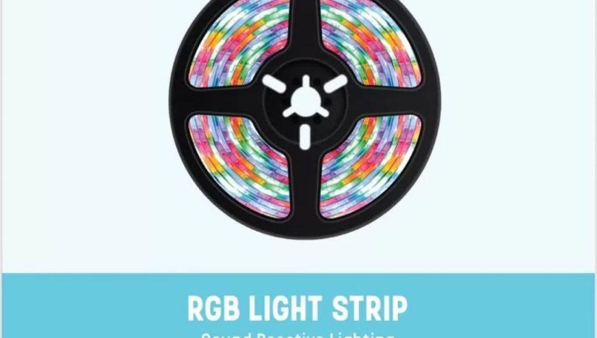 Porodo Blue Sound Reactive RGB Strip Light with Remote Control