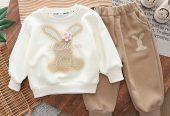 Cartoon Rabbit Cotton Top and Pant Set