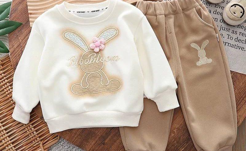 Cartoon Rabbit Cotton Top and Pant Set