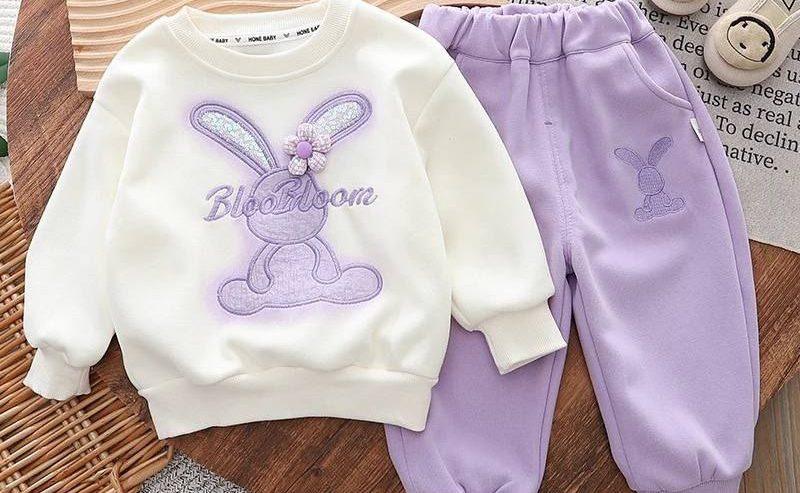 Cartoon Rabbit Cotton Top and Pant Set