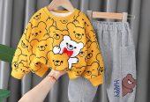 Cartoon Bear Printed Spring Two Piece Set