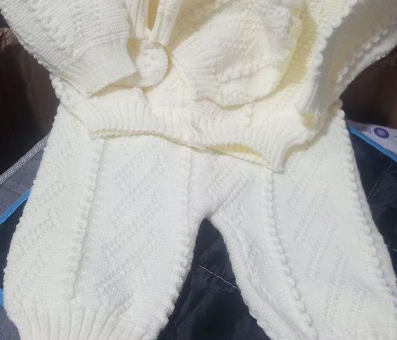 Baby Soft White 4 Pieces Pram Suit Hand Knitted