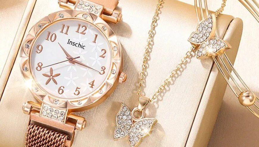 6 PcsNew Women’s Fashion Rhinestone Star Quartz Watch