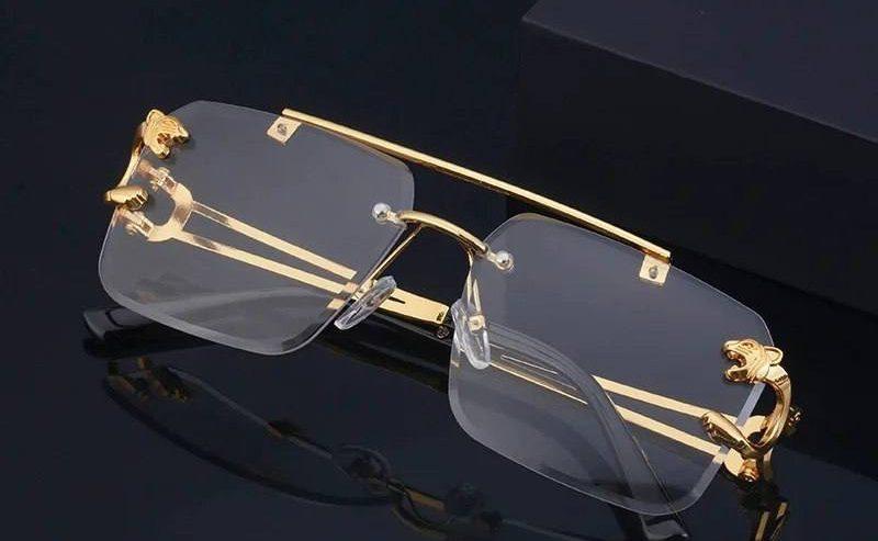 New Retro Rimless Sunglasses for Men Steampunk Sunglasses