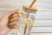 Glass Drinking Mug with Straw