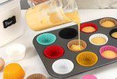  12 Holes Cup + Silicon Baking Molds Muffin Pan