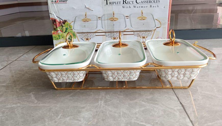 3 Sets Ceramic Chafing Dishes