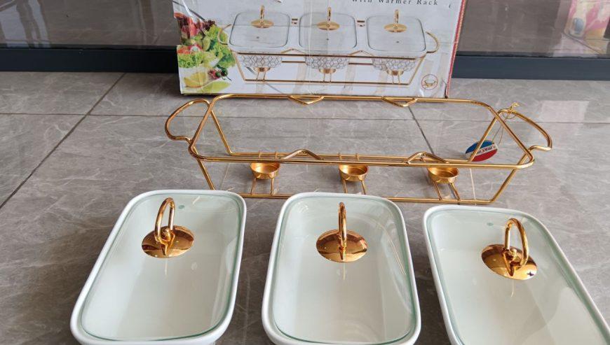 3 Sets Ceramic Chafing Dishes