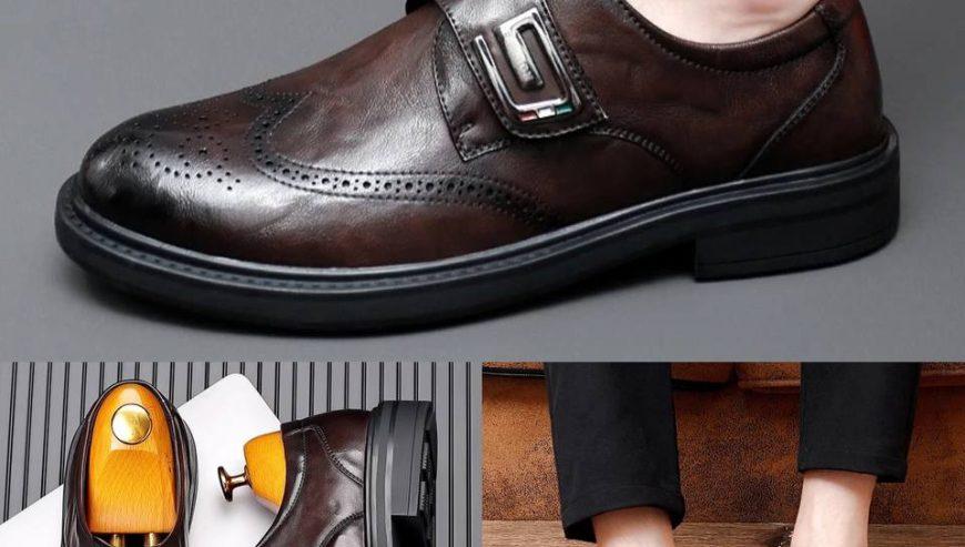 Buckle Derby Leather Shoes