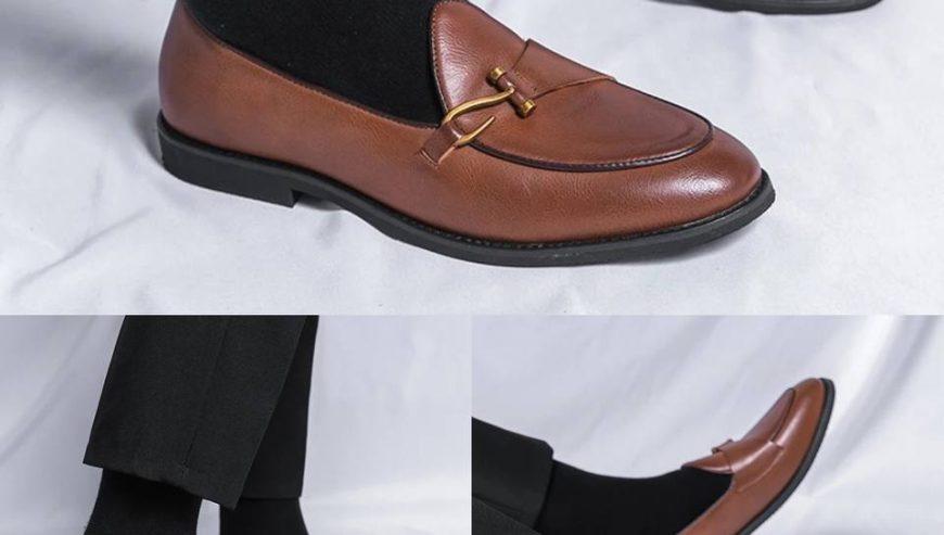 Fish Hook Leather Loafers Shoes